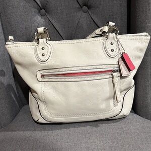 Elegant Cream Leather Tote Bag